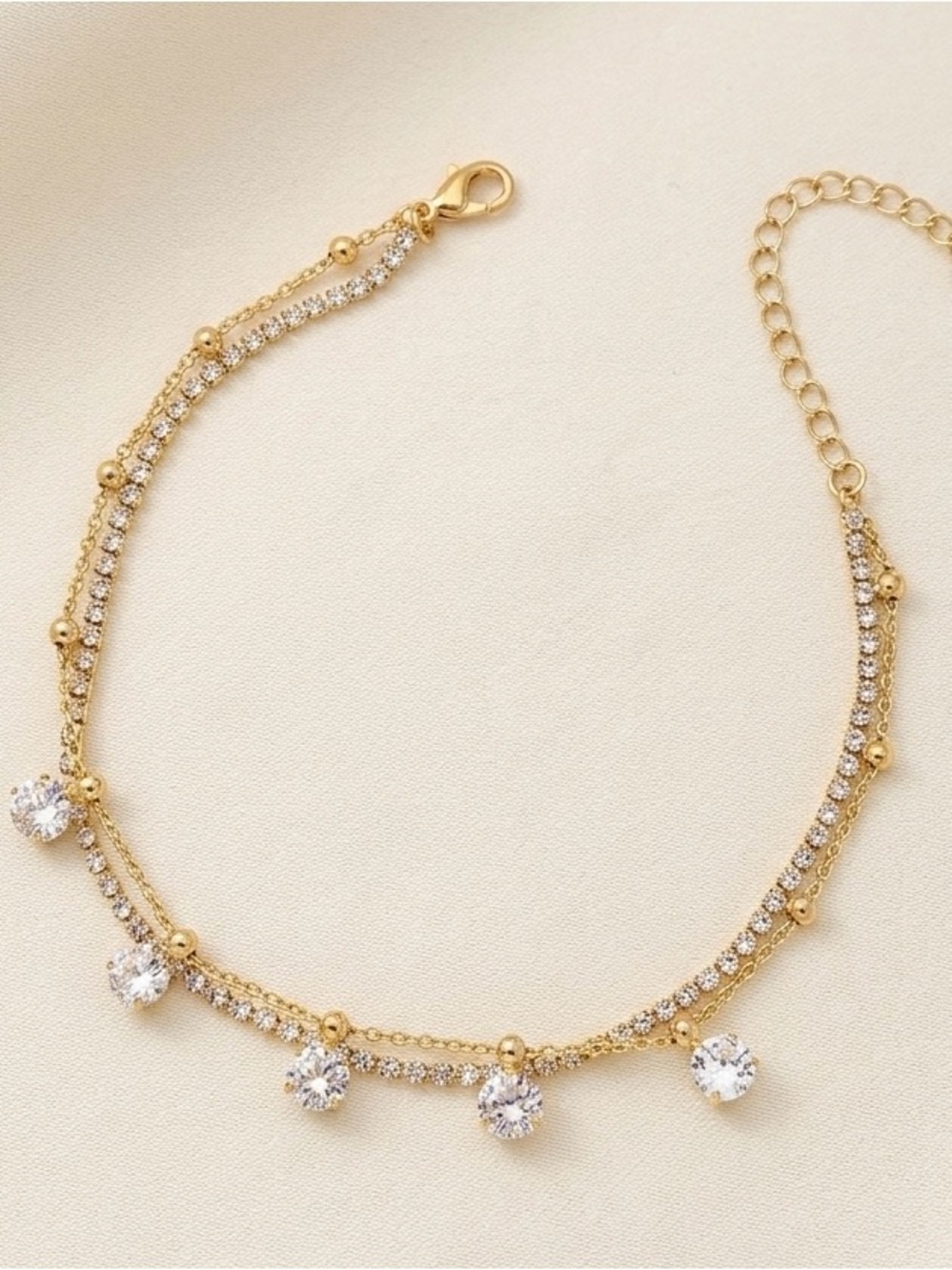 3/$40! Dainty Gold Layered Anklet | 14k Gold Plated Water Resistant Summer - Picture 2 of 3